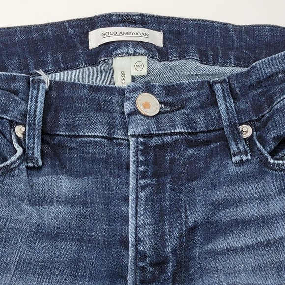 Good American 6 / 28 Good Waist Crop Skinny Women's Dark Wash Denim Blue Jeans - Picture 5 of 5